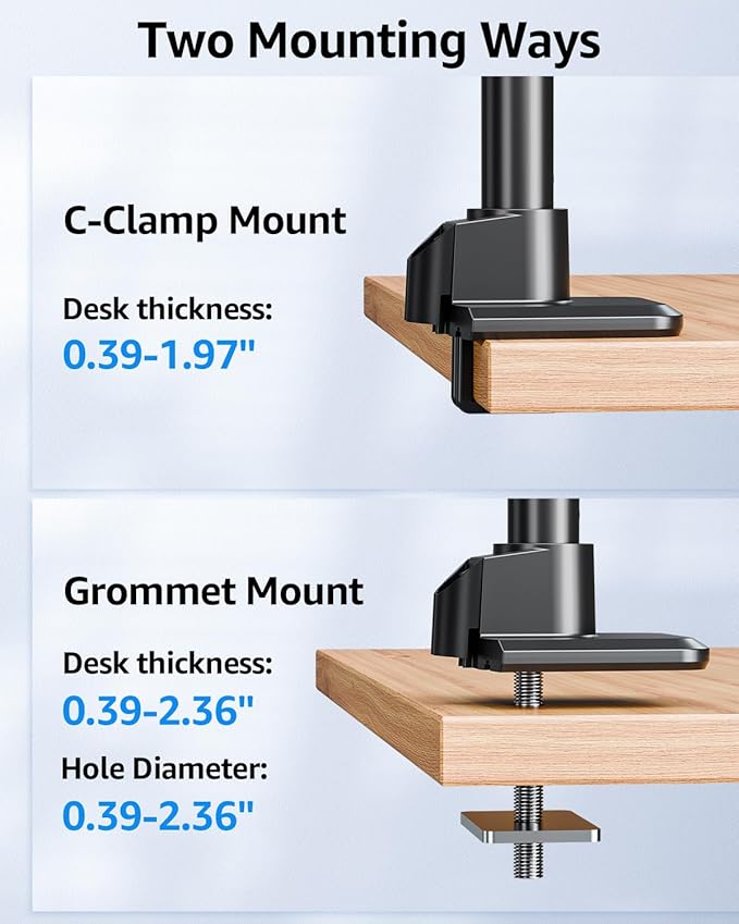 MOUNTUP Heavy Duty Monitor Arm Fits 49 45 42 40 39 34 32 Inch Screens, Ultrawide Monitor Arm Holds 4.4-44 lbs, Monitors Stand for Samsung Odyssey G9 and More, Gas Spring Height Adjustable, VESA Mount