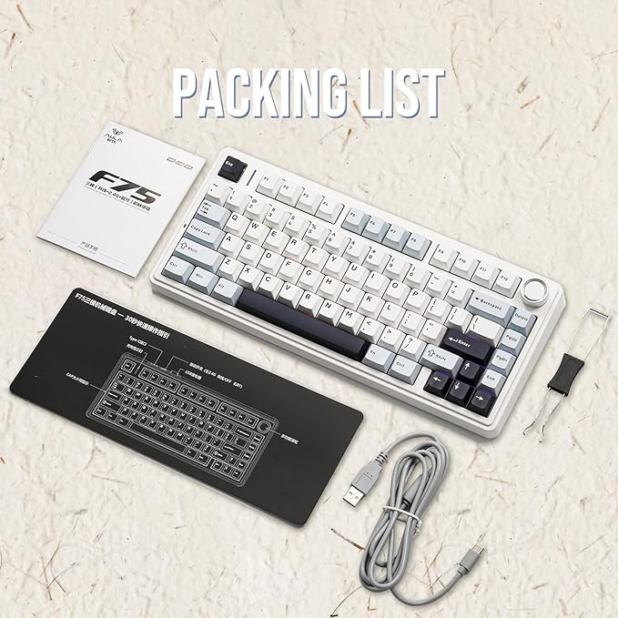 EPOMAKER x Aula F75 Gasket Mechanical Keyboard, 75% Wireless Hot Swappable Gaming Keyboard with Five-Layer Padding&Knob, Bluetooth/2.4GHz/USB-C, RGB (Light Blue, Crescent Switch)