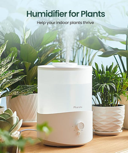 Pharata Humidifiers for Bedroom Large Room, 2.5L Cool Mist Humidifier with Essential Oil Diffuser, Top Fill Humidifier for Baby, Home, Plant, Ultrasonic Humidification for whole house, Auto Shut-Off