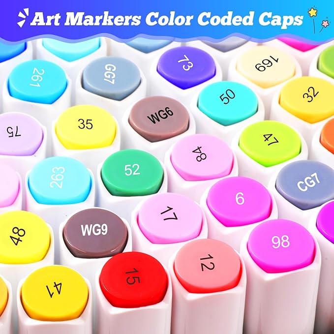 Taotree Alcohol Markers 121 Colors Dual Tips Art Markers Sketch Pens Set, Art Supplies Kit, Drawing Pens Set for Adult Coloring Books Painting, Sketching, Christmas Gifts for Teens Girls Boys Artists
