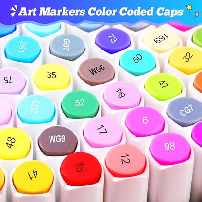 Taotree Alcohol Markers 121 Colors Dual Tips Art Markers Sketch Pens Set, Art Supplies Kit, Drawing Pens Set for Adult Coloring Books Painting, Sketching, Christmas Gifts for Teens Girls Boys Artists