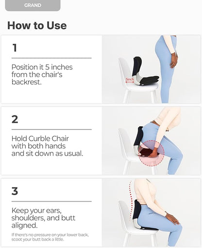 curble Grand(Extra Wide&Sturdy) Cover Set – Ergonomic Back Support Chair with Detachable Cover, Lumbar Support for Posture Correction & Lower Back Pain Relief, Perfect for Home & Office(Set Black)