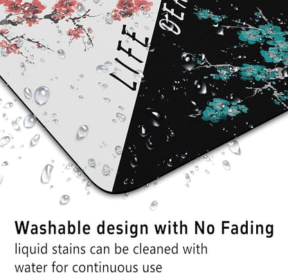 Cherry Blossoms Patterns Desk Mat, Large Gaming Mouse Pad Non-Slip Rubber Base with Stitched Edges, Waterproof Protection for PC Laptop Home Office Desk Decor (8x9in)