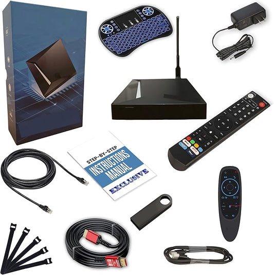 V New See 2025 Elite Mini Version Kit with Keyboard, 2 Remote, USB Drive, HDMI & Ethernet Cables, Power Adapter, Zip Ties with Instructional Manual