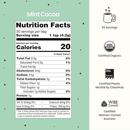 Blume Mint Cocoa Blend - Superfoods latte with Brain Boosting Adaptogen Organic Cacao - Keto Friendly & Vegan Hot Chocolate - 25 Servings