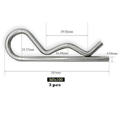3Pcs Heavy Duty Hitch Pins Clip R Clips Spring Retaining Wire Hair Pins Cotter Pin Strong Spring Tension Large Carter Pin R Clip Large for Trailer Tractors Mower Carts Truck Pin Clip M5x100mm