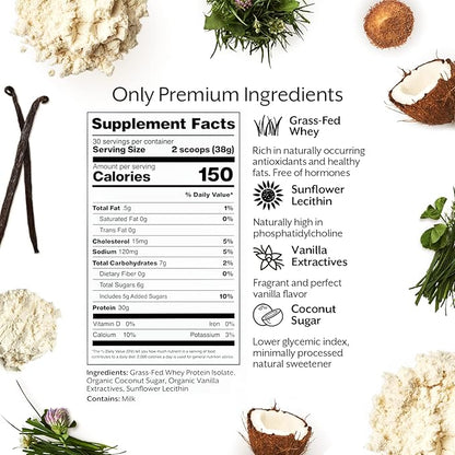 ProMix Nutrition Whey Protein Isolate Powder - Grass-Fed - ­Post Workout Fitness & Nutrition Shakes, Smoothies, Baking & Cooking Recipes - Gluten-Free & Keto-Friendly - Vanilla - 5 Pound (Pack of 2)