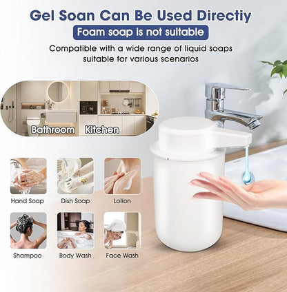 2 Pack Automatic Liquid Soap Dispenser, 10.5oz Touchless Electric Hand Soap Dispenser, Rechargeable Liquid Pump for Dish Soap, Easy Refill (White)