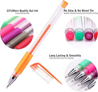 240 Pack Set 120 Colored Gel Pen with 120 Refills, Fine Tip Glitter Gel pens for Kids Adults Coloring Books Drawing Crafts Scrapbooks Bullet Journaling