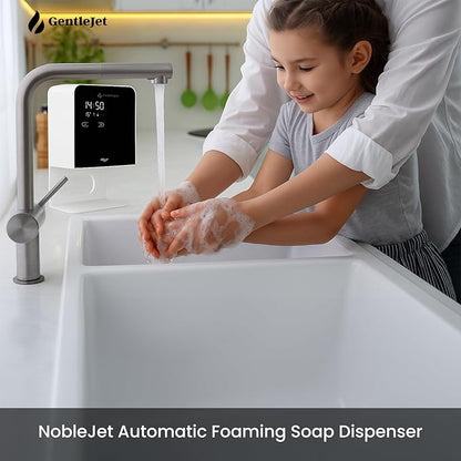 NobleJet Automatic Foaming Soap Dispenser Touchless - USB-C or Battery Powered, Aluminum Alloy Body, LED Display, Wall Mount or Countertop, Adjustable Automatic Soap Dispenser Touchless