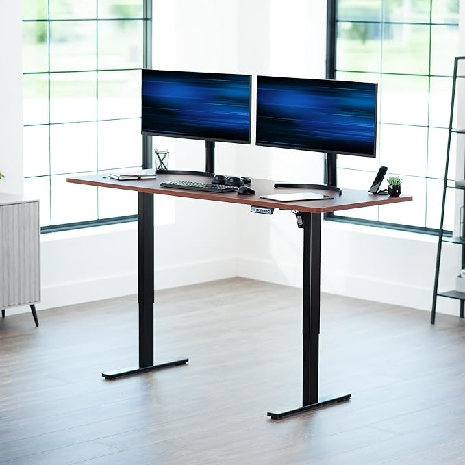 VIVO Electric 71 x 30 in Standing Desk, Memory Height Adjustment, 1B Series, Dark Walnut Top Black Frame, DESK-KIT-1B7D