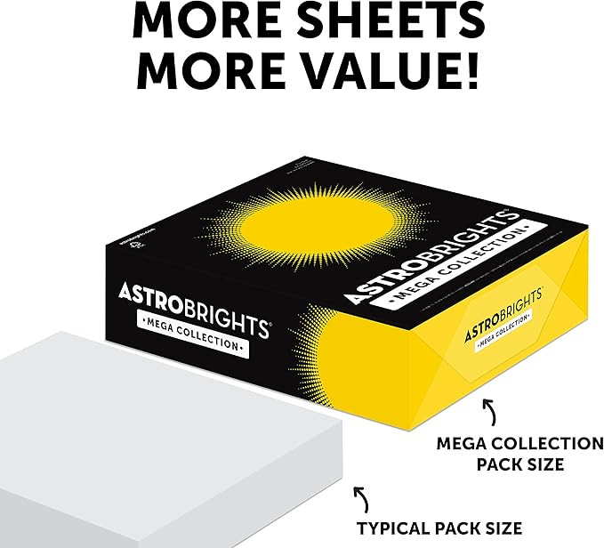 Astrobrights Mega Collection, Colored Paper, Bright Green, 625 Sheets, 24 lb/89 gsm, 8.5" x 11" - MORE SHEETS! (91622)
