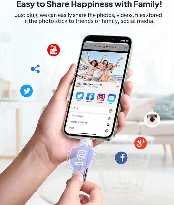 MFi Certified Flash Drive 256GB for iPhone USB Memory Stick, USB Stick High Speed Thumb Drives Photo Stick External Storage for iPhone/iPad/Android/PC