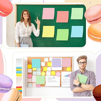 8 Pads Big Sticky Notes 11 x 11 Inch Lined Jumbo Large Sticky Notes for Wall,Giant Strong Power Memo Square Post for Office, 25 Sheets/Pad(Pastel Color)