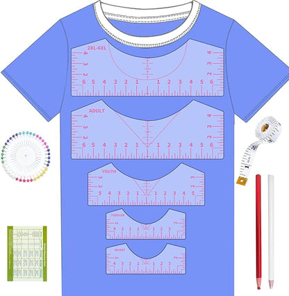 5Pack Tshirt Ruler Guide for Vinyl Alignment, T Shirt Rulers to Center Designs, PVC Measurement Template, Sewing Supplies Accessories Tools for Cricut Heat Press Transfer Vinyl （Pink）