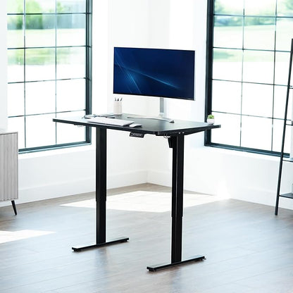 VIVO Electric 48 x 30 in Standing Desk, Memory Height Adjustment, 1B Series, One-Piece Black Top, Black Frame, DESK-KIT-1B5B