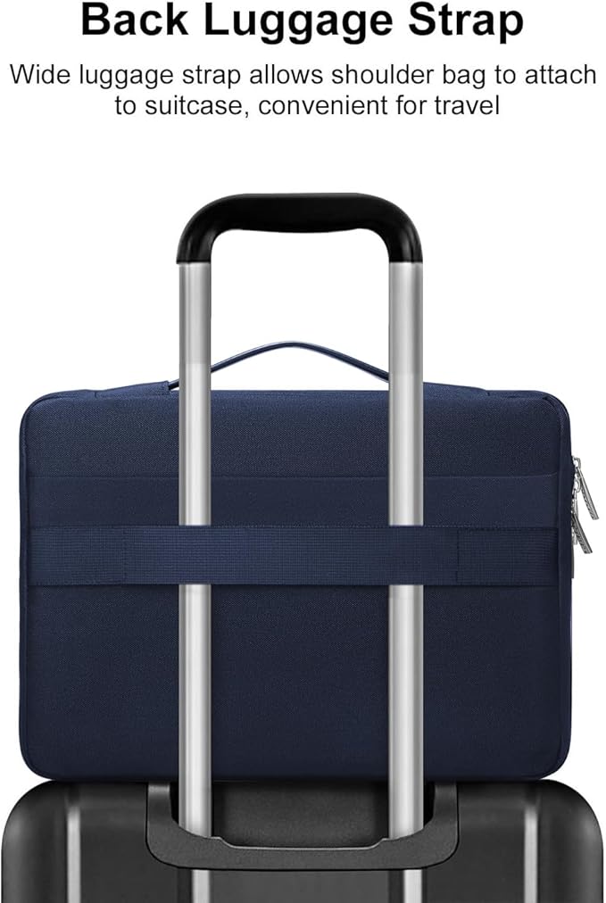 MOSISO 360 Protective Laptop Case 14 inch, Laptop Sleeve Compatible with HP Lenovo Dell ASUS Acer, HP Stream, Dell Latitude, Lenovo IdeaPad,Side Open Bag with 2 Raised&1 Flapover Pockets, Navy Blue