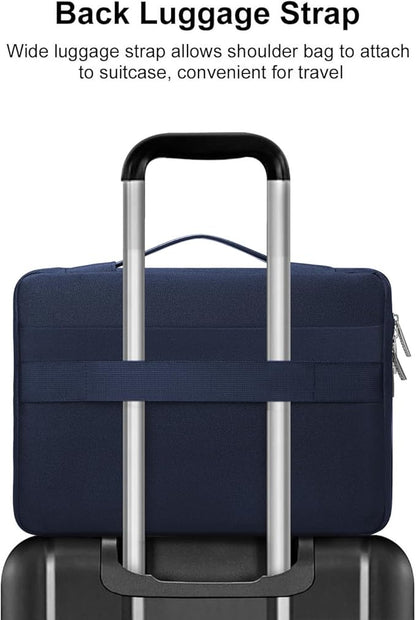 MOSISO 360 Protective Laptop Case 14 inch, Laptop Sleeve Compatible with HP Lenovo Dell ASUS Acer, HP Stream, Dell Latitude, Lenovo IdeaPad,Side Open Bag with 2 Raised&1 Flapover Pockets, Navy Blue