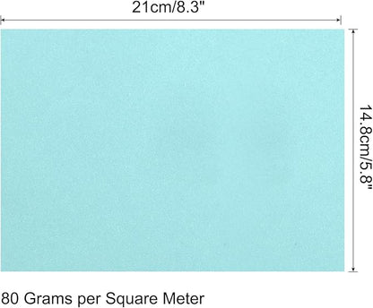 MECCANIXITY 75 Sheets A4 Colored Print Copy Paper 5.8" x 8.3" Origami Paper Printer Paper 80gsm for Printing, Document Copying, Art Craft,Light Blue