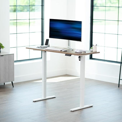 VIVO Electric 60 x 24 in Standing Desk, Memory Height Adjustment, 1B Series, One-Piece Reclaimed Wood Top, White Frame, DESK-KIT-1W6P