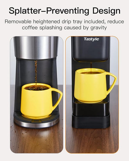 Single Serve Hot & Iced Coffee Maker with Strong Brew, 40oz Removable Reservoir, 6 Brew Sizes, Compatible with K Cup and Grounds, Compact for Home, Office, RV and Dorm, Black (2.0 Version)