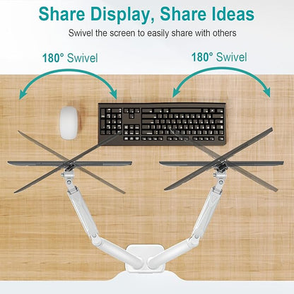 MOUNT PRO Dual Monitor Mount Fits 13 to 32 Inch Screen, Height Adjustable Monitor Stand for 2 Monitors, Gas Spring Display Arm Holds up to 17. 6lbs Each, Computer Desk VESA Mount, White