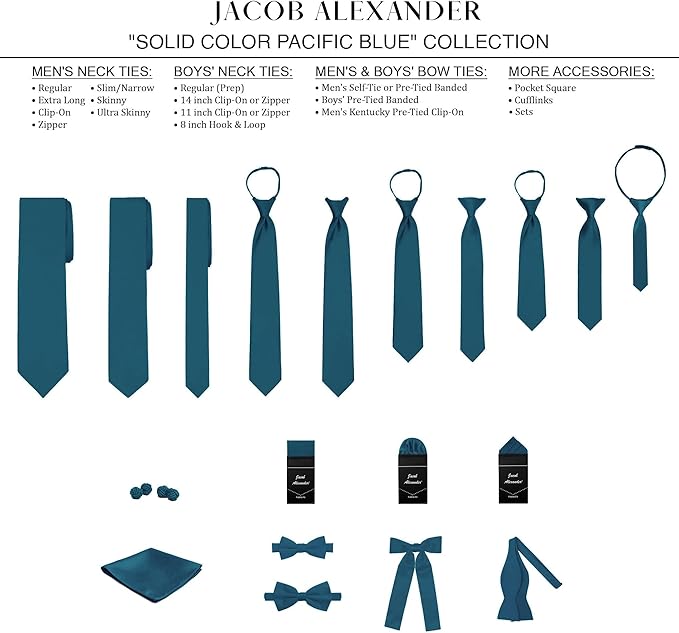 Jacob Alexander Solid Color Mens Tie - Soft-lined Necktie - Timeless Formal Look for Weddings and Business - (Regular Size)