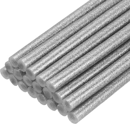 PATIKIL Hot Glue Sticks for Glue Gun, 20 Pcs Colored Hot Melt Adhesive Bulk Sticks for DIY Craft Projects Art Decoration Home Repairs, Silver (7.9" x 0.28")