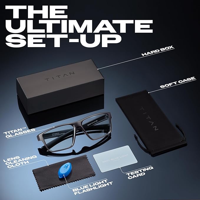 Titan Gaming Glasses, Anti Blue Light Glasses Men, UV400 Protection Blue Light Blocking Glasses for Computer Eye Strain