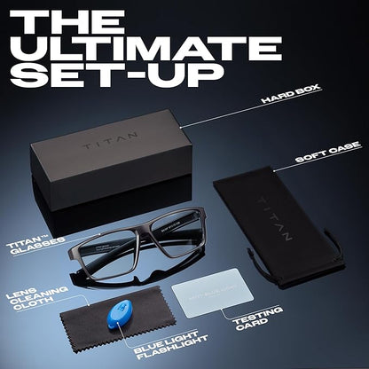 Titan Gaming Glasses, Anti Blue Light Glasses Men, UV400 Protection Blue Light Blocking Glasses for Computer Eye Strain