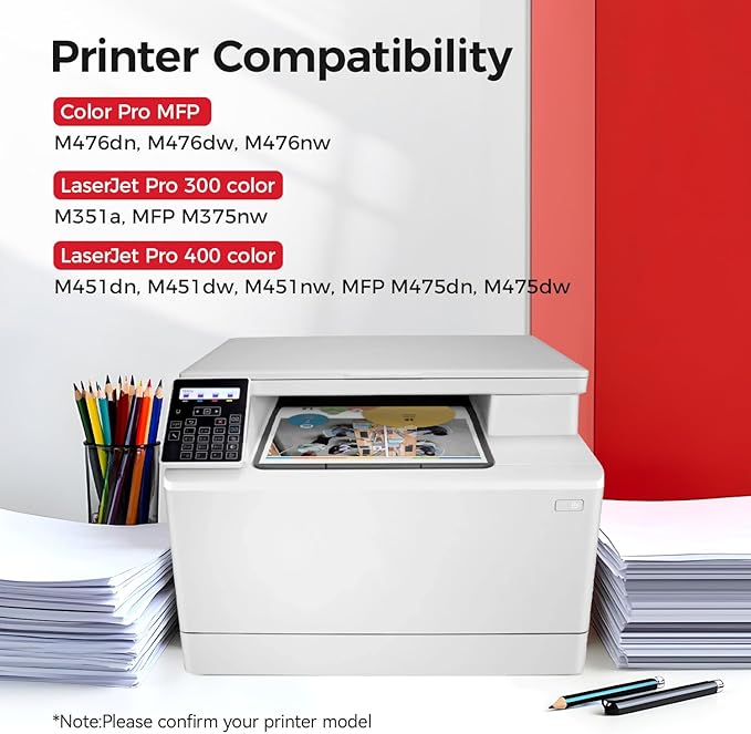 312X 305X Toner Cartridge Set 4-Pack Printer Replacement for HP 312A 305A CF380A CE410A for Laserjet Pro 400 Color MFP M475dn M475dw M451dn M451dw M451nw Pro 300 M375nw M351a M476dw M476nw M476dn Ink