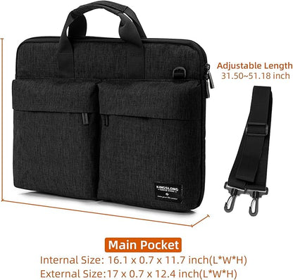 KINGSLONG 15.6 inch Laptop Shoulder Bag,Slim Shockproof Computer Sleeve Notebook Ultrabooks Carrying Case Handbag Cover Fit for Acer Asus Dell Lenovo HP Toshiba, Black