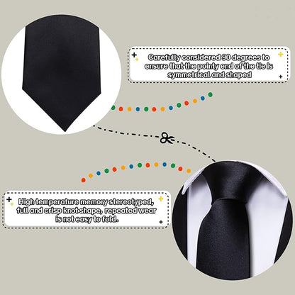 Barry.Wang Tie Sets for Men Silk Solid Necktie Stain Ties Handkerchief Pocket Square Cufflinks Wedding Business Dyed
