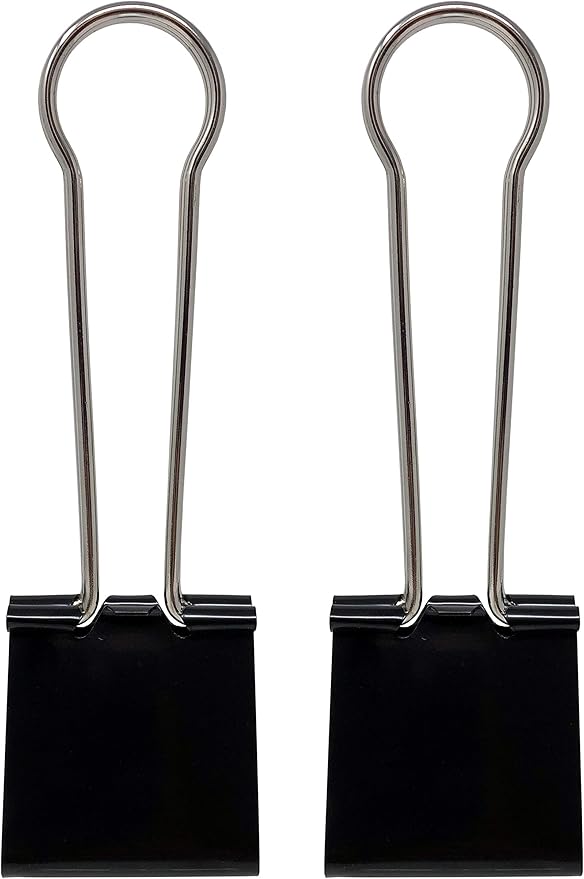 Clipco Binder Clips Super Extra Large 2-1/3in Black (2-Pack)