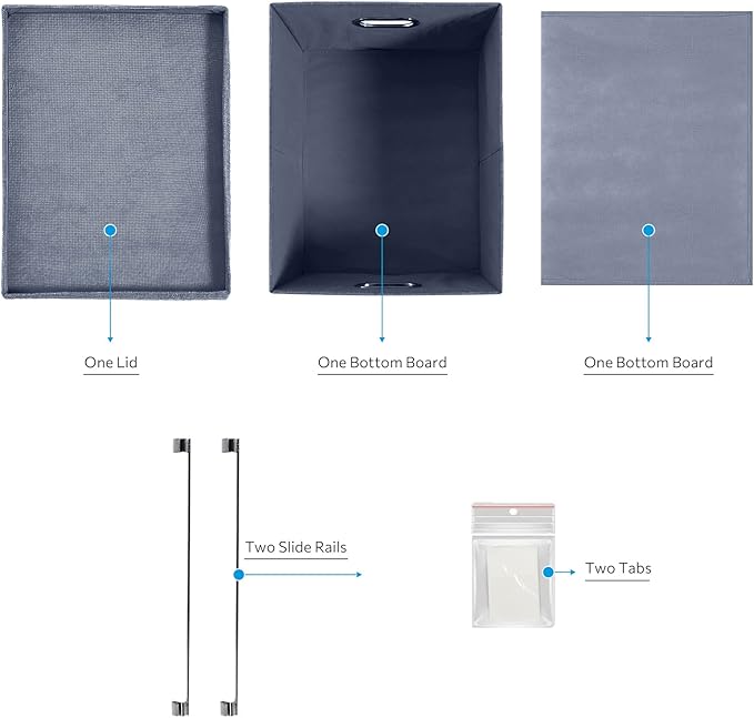File Organizer Collapsible Storage Box for Office File Box with Lids Document Organizer for Office and Home Easy Slide Durable Hanging File Box (Navy Blue)