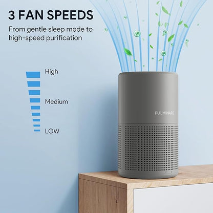 FULMINARE Air Purifiers for Home H13 True HEPA Air Filter Quiet Air Cleaner With Night Light Portable Small Air Purifier for Bedroom Office Living Room (Gray 2 Pack)