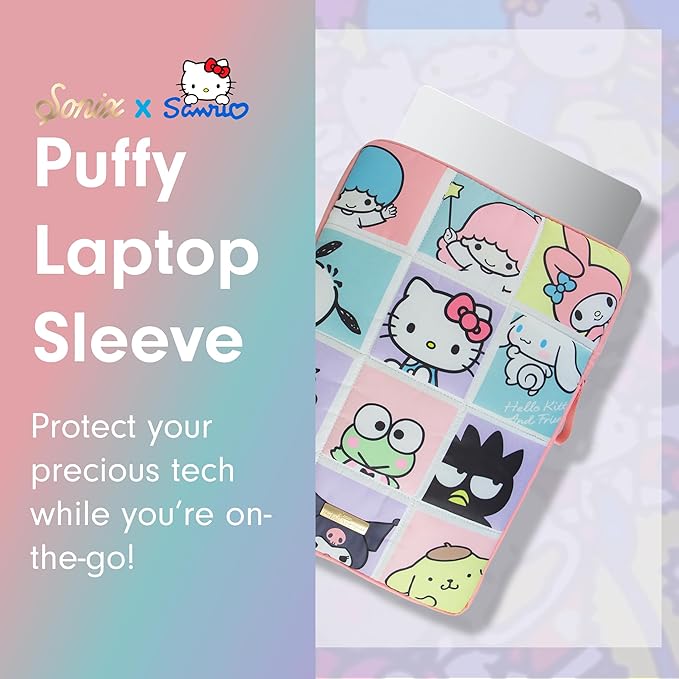 Sonix x Sanrio | Puffy Laptop Sleeve | 15-16 Inch, Quilted Pillow Puffer Laptop Carrying Case, Computer Sleeve | Hello Kitty Grid