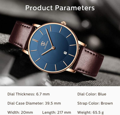 BEN NEVIS Watch, Mens Watch, Minimalist Fashion Simple Wrist Watch Analog Date with Leather Strap