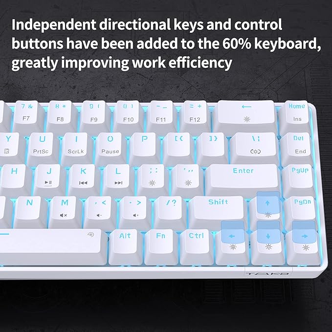 DIERYA T68SE 60% Gaming Mechanical Keyboard,Ultra Compact Mini 68 Key with Brown Switch Wired Keyboard,Anti-Ghosting Keys, for Windows Laptops and PC Gamers,White