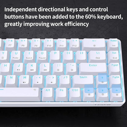 DIERYA T68SE 60% Gaming Mechanical Keyboard,Ultra Compact Mini 68 Key with Brown Switch Wired Keyboard,Anti-Ghosting Keys, for Windows Laptops and PC Gamers,White