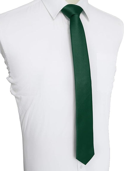 JEMYGINS 2.4" Solid Color Skinny Tie Slim Necktie for Men