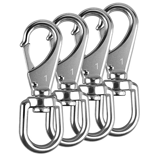 KINLINK 304 Stainless Steel Swivel Snap Hooks, 4 Pack 3.5 Inch Flag Pole Clips, Heavy Duty Spring Snap Hooks for Flagpole Rope, Dog Leash, Keychain, Boat Anchor Rope, Bird Feeder