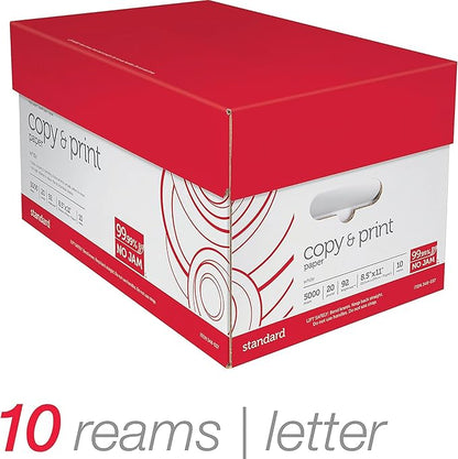 (8.5"" x 11"") - Multi-Use Copy & Printer Paper Brightness 92, Case of 10 Reams - 5,000 Pages Total