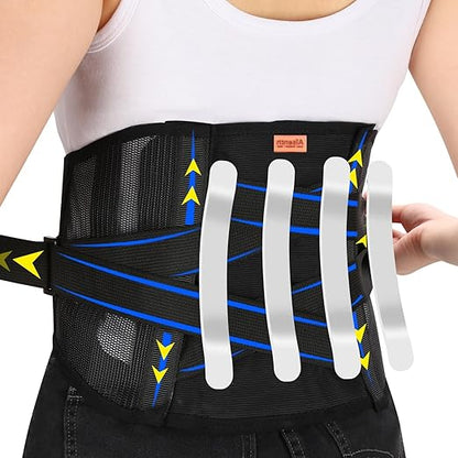 New Lower Back Brace for Men and Women, Lumbar Support with Adjustable Straps, Breathable & Heavy Duty, IV-Shaped Support for Sciatica Pain Relief, Posture Corrector for Rehabilitation, Work, Sports