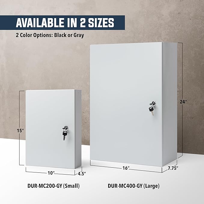 Durabox 2-Door Narcotics Cabinet - Double Door & Dual Key Lock Steel Cabinet for Safe Storage of Medicine, Prescription Drugs, Medical Supplies and More, 10" W x 15" H x 4-1/2"D (Grey, Small)