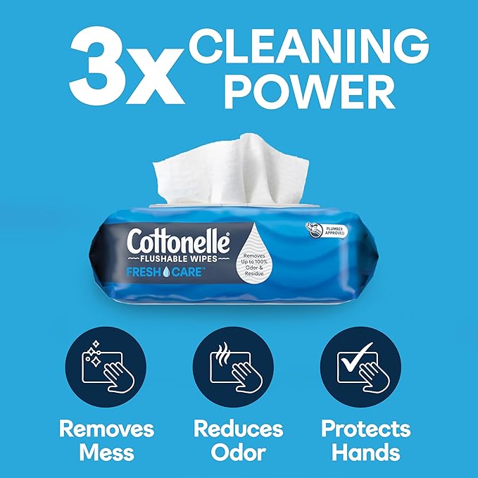 Cottonelle Fresh Care Flushable Wet Wipes, Adult Wet Wipes, 4 Flip-Top Packs, 42 Wipes Per Pack (168 Total Wipes), Packaging May Vary