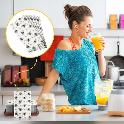 Karenhi 200 Pcs Honey Bee Party Supplies Disposable Hand Towel for Bathroom 2 Ply Spring Yellow Decorative Napkins Floral Bathroom Paper Hand Towels for Honey Bee Birthday Baby Shower Party Decoration
