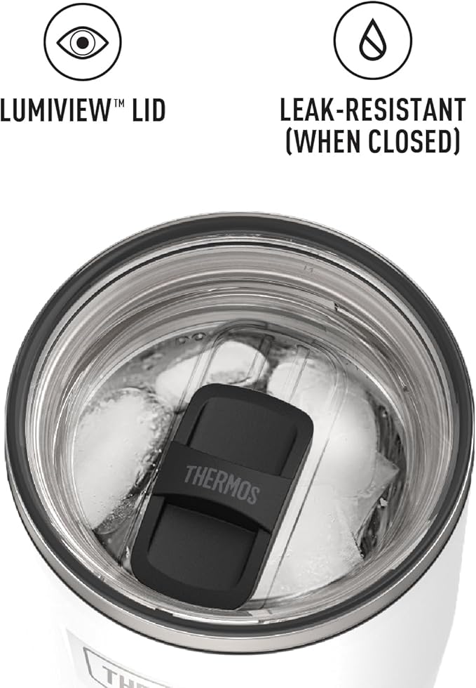 THERMOS ICON SERIES, Stainless Steel Cold Tumbler with Slide Lock, 24 Ounce, Snow