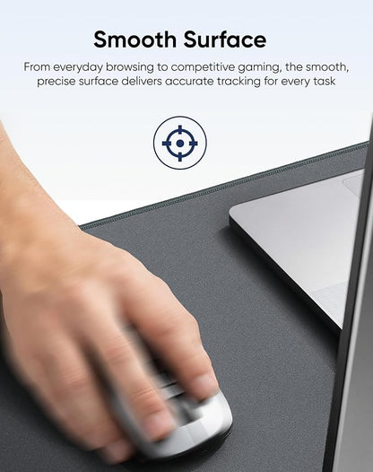 Waterproof Large Gaming Mouse Pad with Durable Stitched Edges, Non-Slip Rubber Base, Grainy Jacquard Mouse Mat Desk Pad for Home Office Gaming, 27.6"x11.8"x0.12", Matte Gray