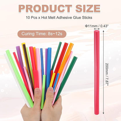PATIKIL Hot Glue Sticks for Glue Gun, 10 Pcs Colored Hot Melt Adhesive Glue Sticks Bulk for DIY Projects Craft Art Decoration Home Repairs, Rose (7.9" x 0.43")